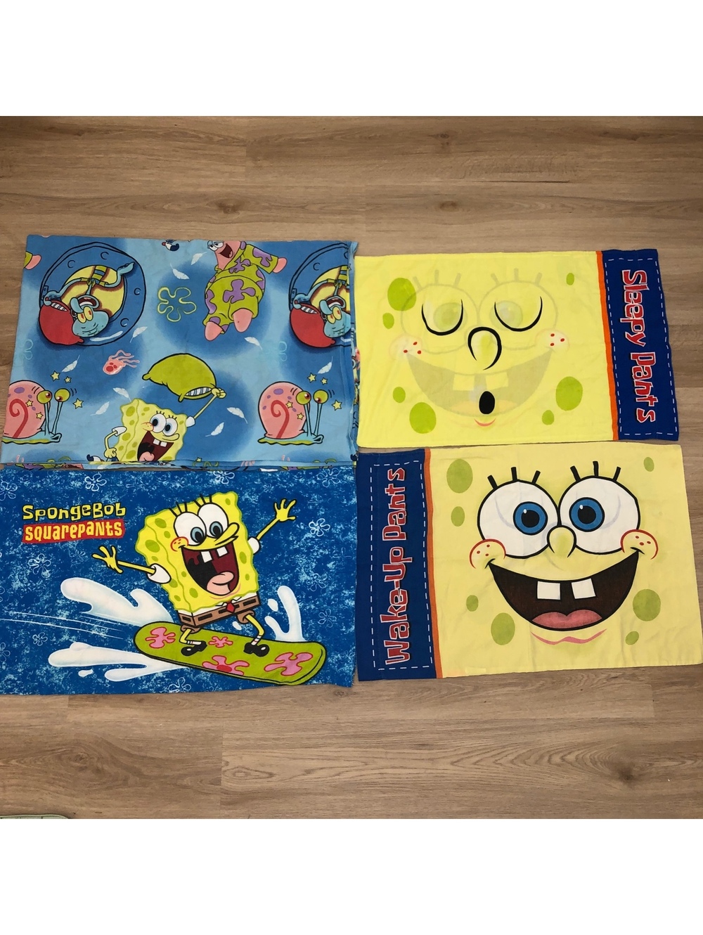 VINTAGE SPONGEBOB SQUAREPANTS PILLOWCASE BED SHEET SET GARY PATRICK SQUIDWARD